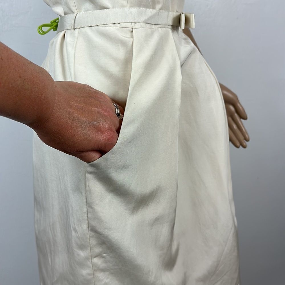 Glint One Ivory Shoulder Cotton Silk Blend Cocktail Dress Size 14 - Picture 5 of 13